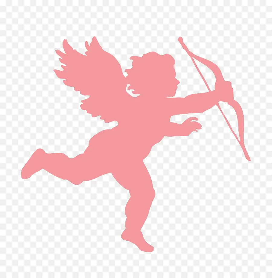 Silhouette De Cupidon Rose，Amour PNG