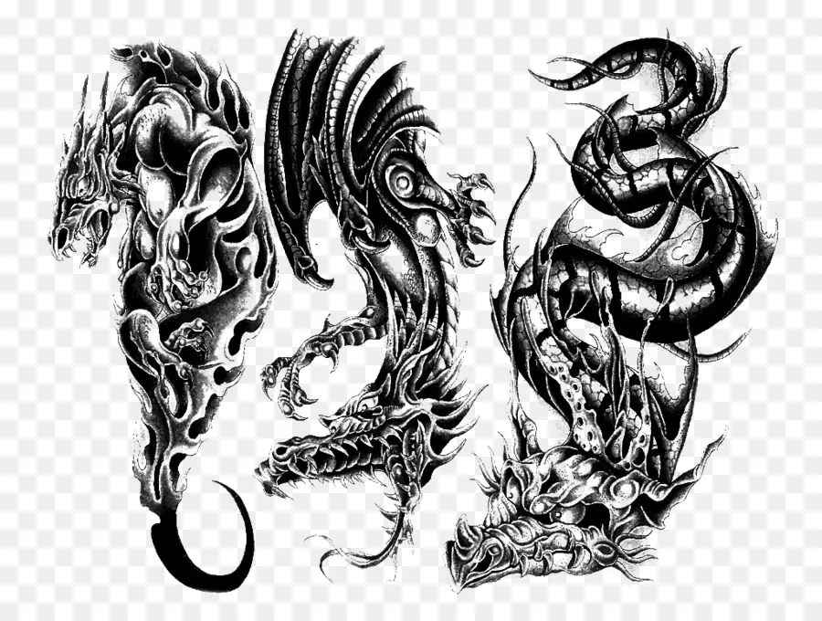 Dragons De Tatouage，Dragons PNG