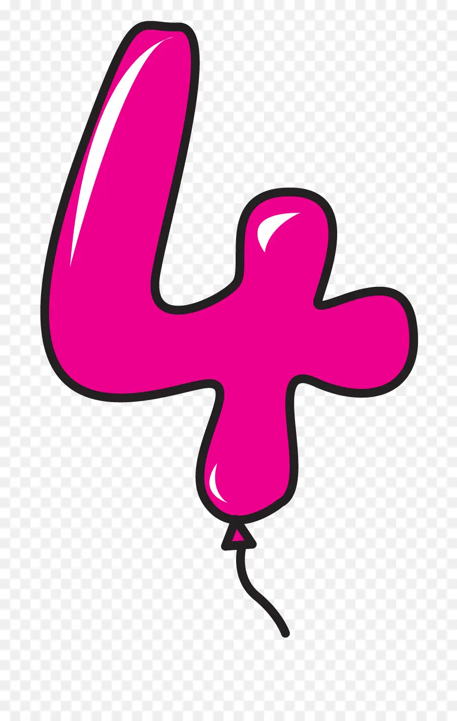 Ballon Numéro 4，Rose PNG