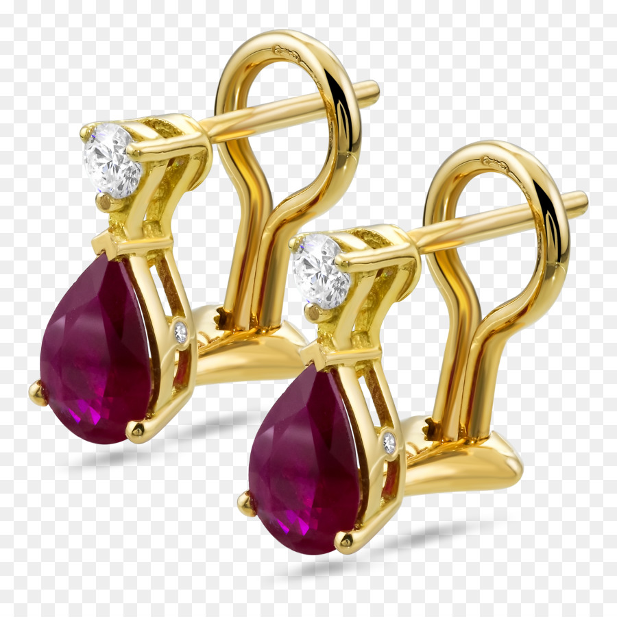 Boucles D'oreilles En Or，Rubis PNG