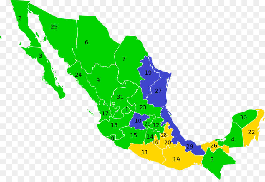 Carte Du Mexique，Régions PNG