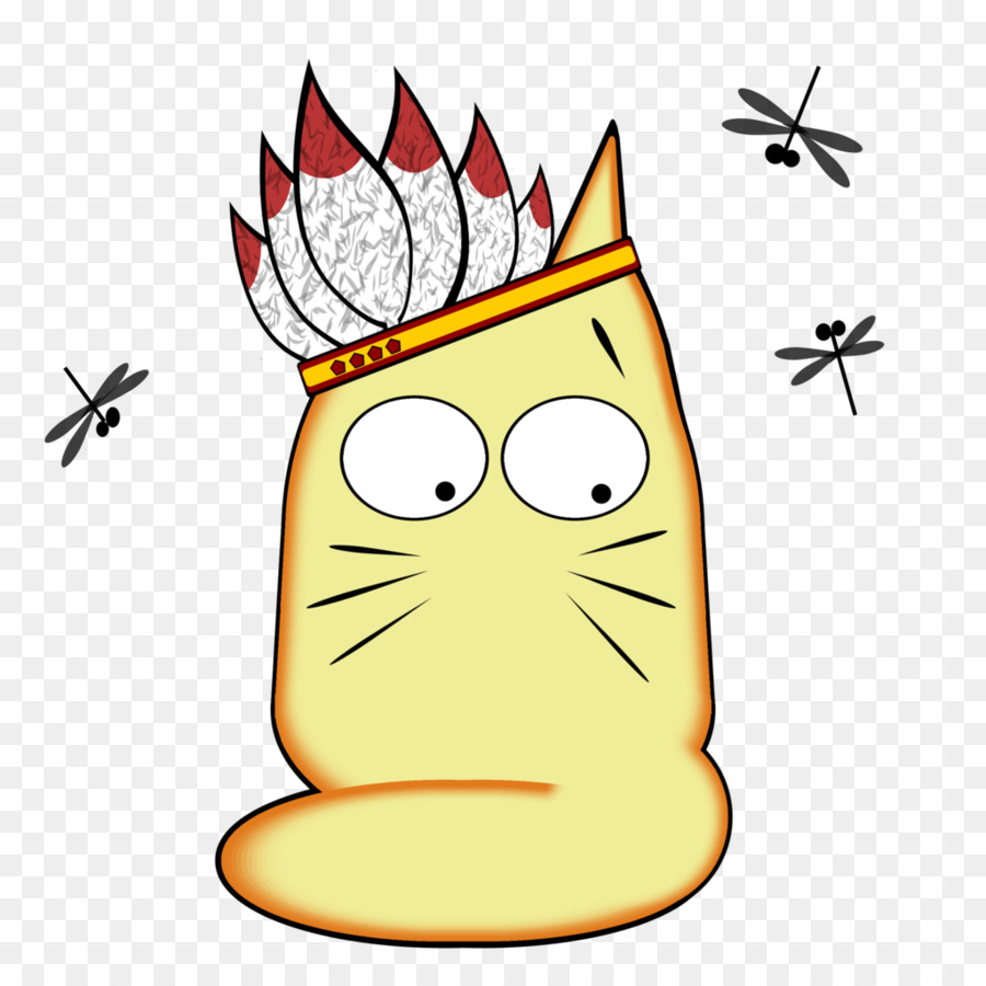 Chat Jaune，Bandeau De Plumes PNG