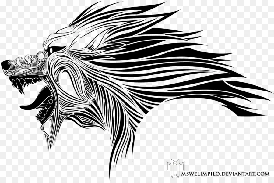 Loup Tribal，Noir PNG