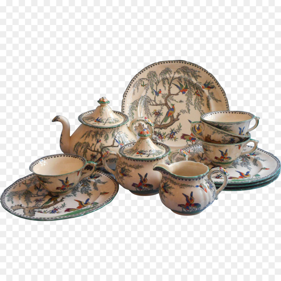 Bel Ensemble En Porcelaine，Théière PNG