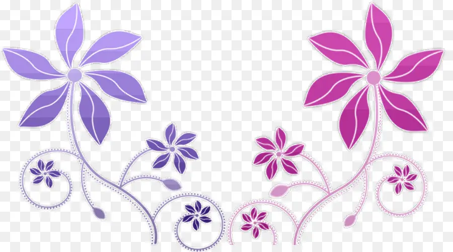 Fleurs Violettes Et Roses，Floral PNG