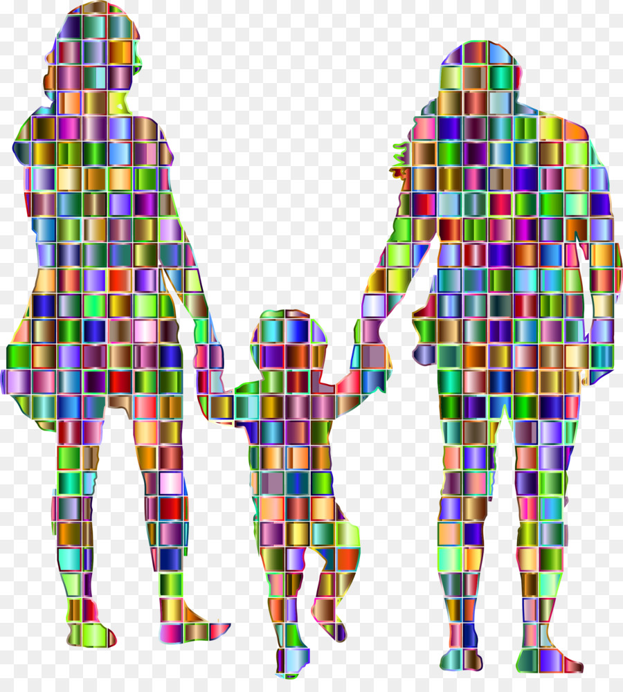 Silhouette Familiale Colorée，Famille PNG