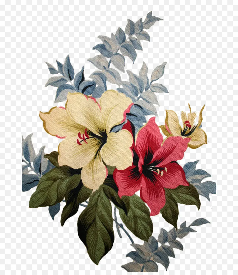 Fleurs D'hibiscus，Feuilles PNG