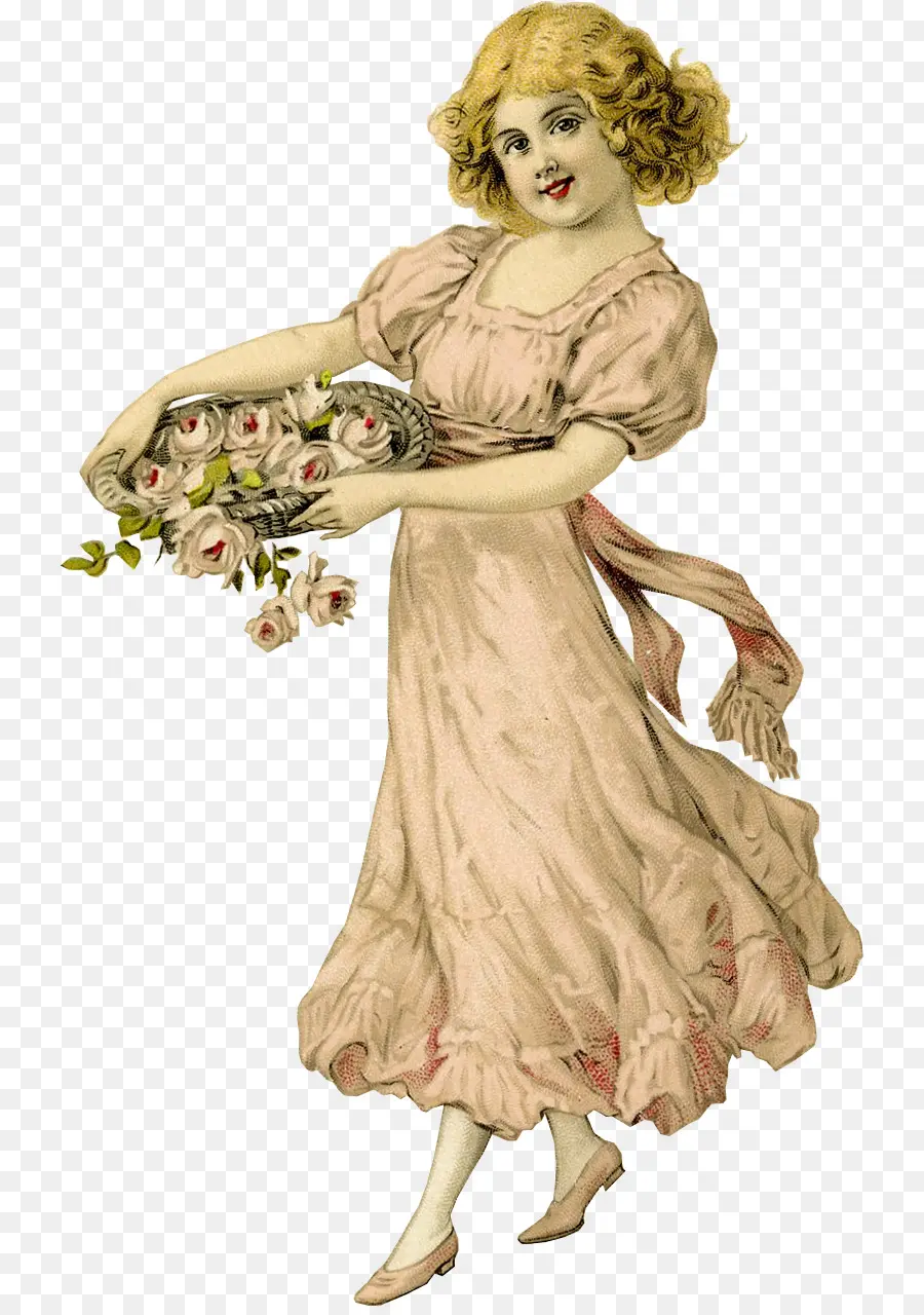 Fille Avec Des Fleurs，Robe PNG