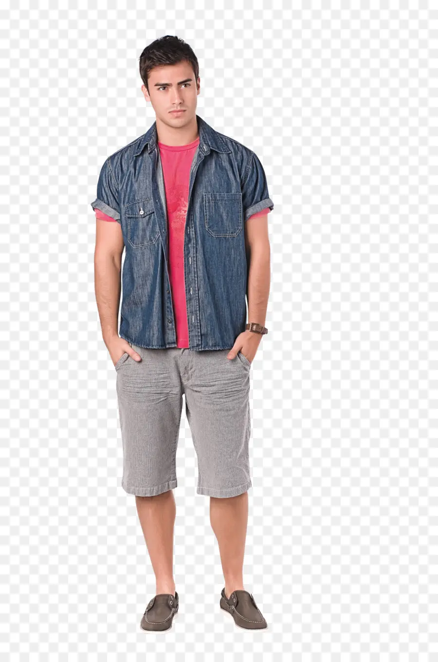 Homme En Tenue Décontractée，Chemise En Jean PNG