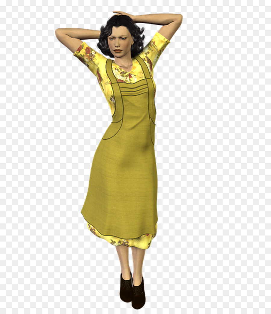 Femme En Robe Jaune，Femme PNG