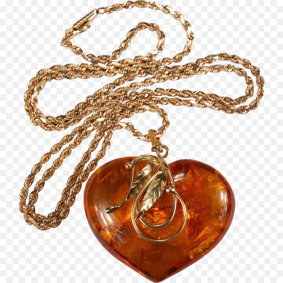 Collier Coeur Ambre，Bijoux PNG