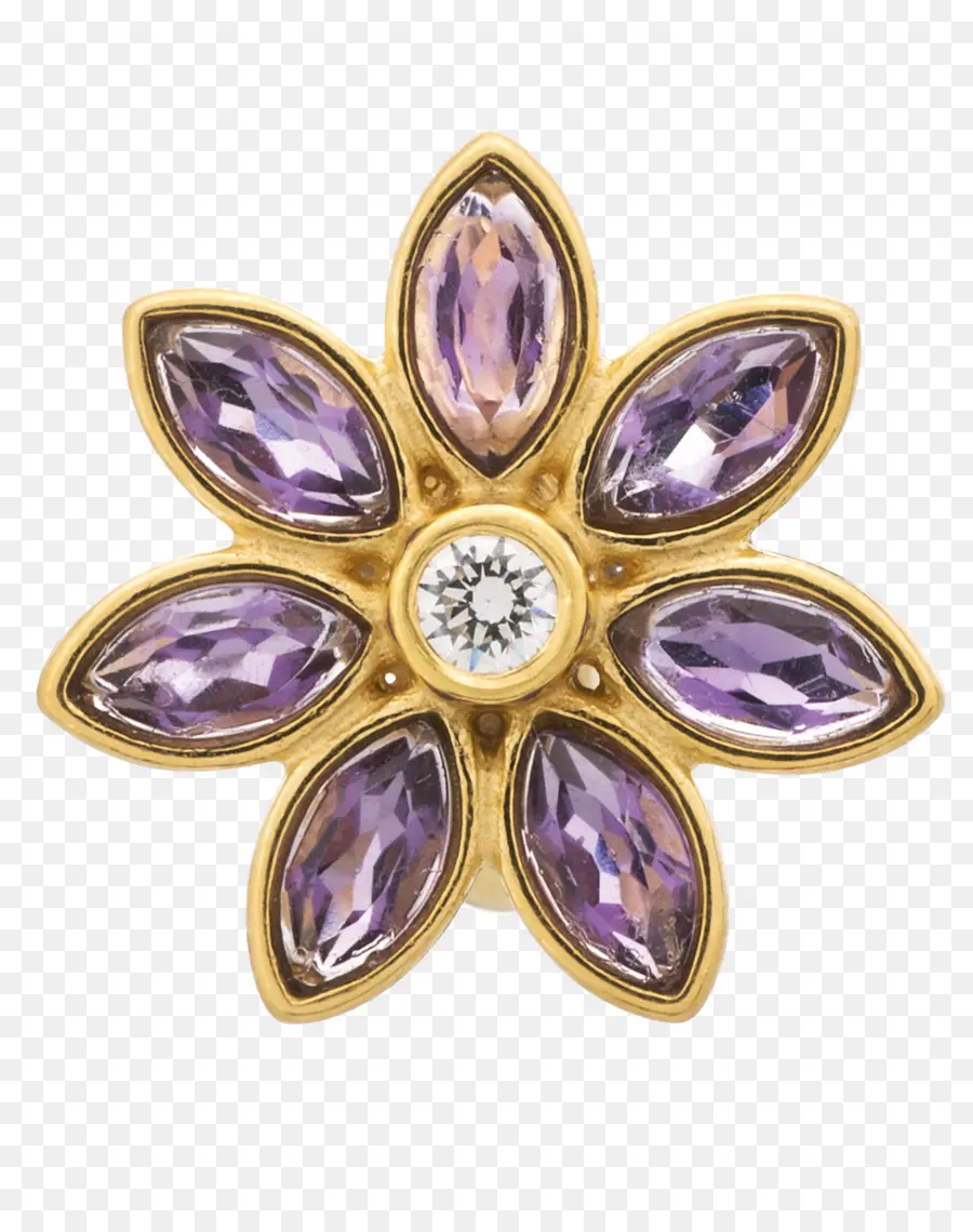 Broche Fleur，Violet PNG