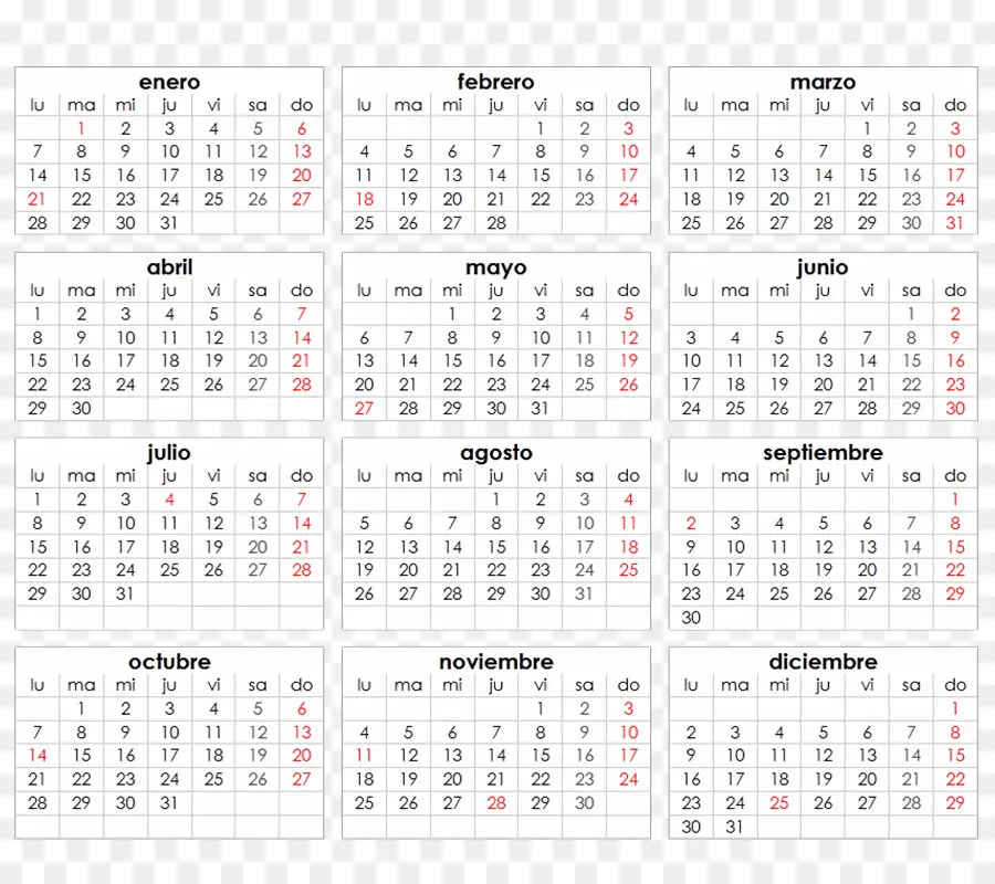 Calendrier Espagnol，Mois PNG