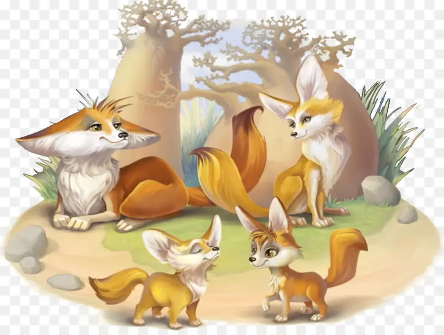 Famille De Renard De Dessin Animé，Renard PNG