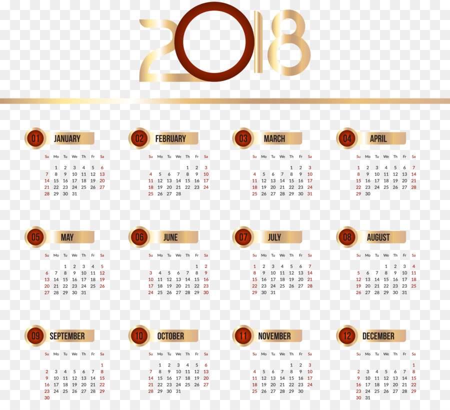 Calendrier 2018，Année PNG