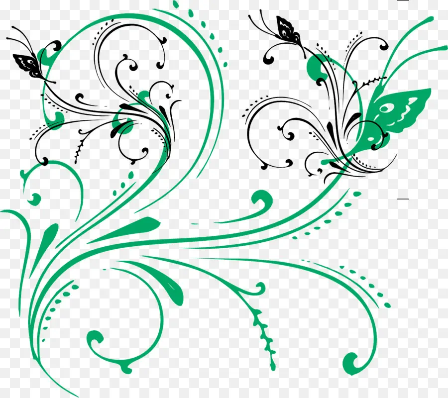 Fleurs Sarcelle，Papillons PNG