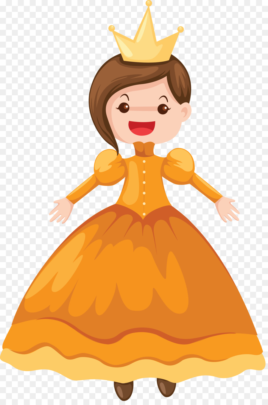 Princesse En Robe Orange，Couronne PNG