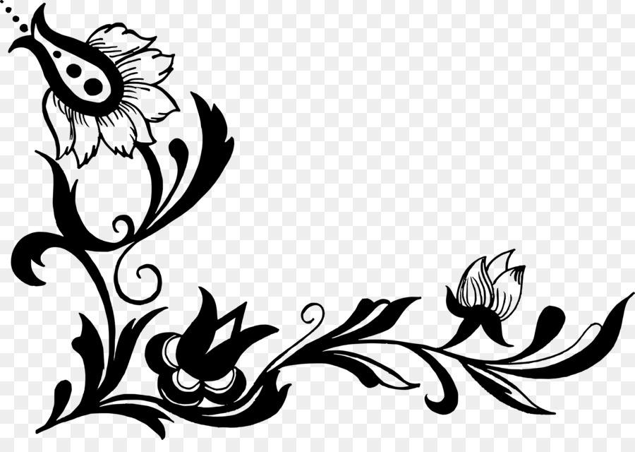 Motif Floral Noir，Fleur PNG