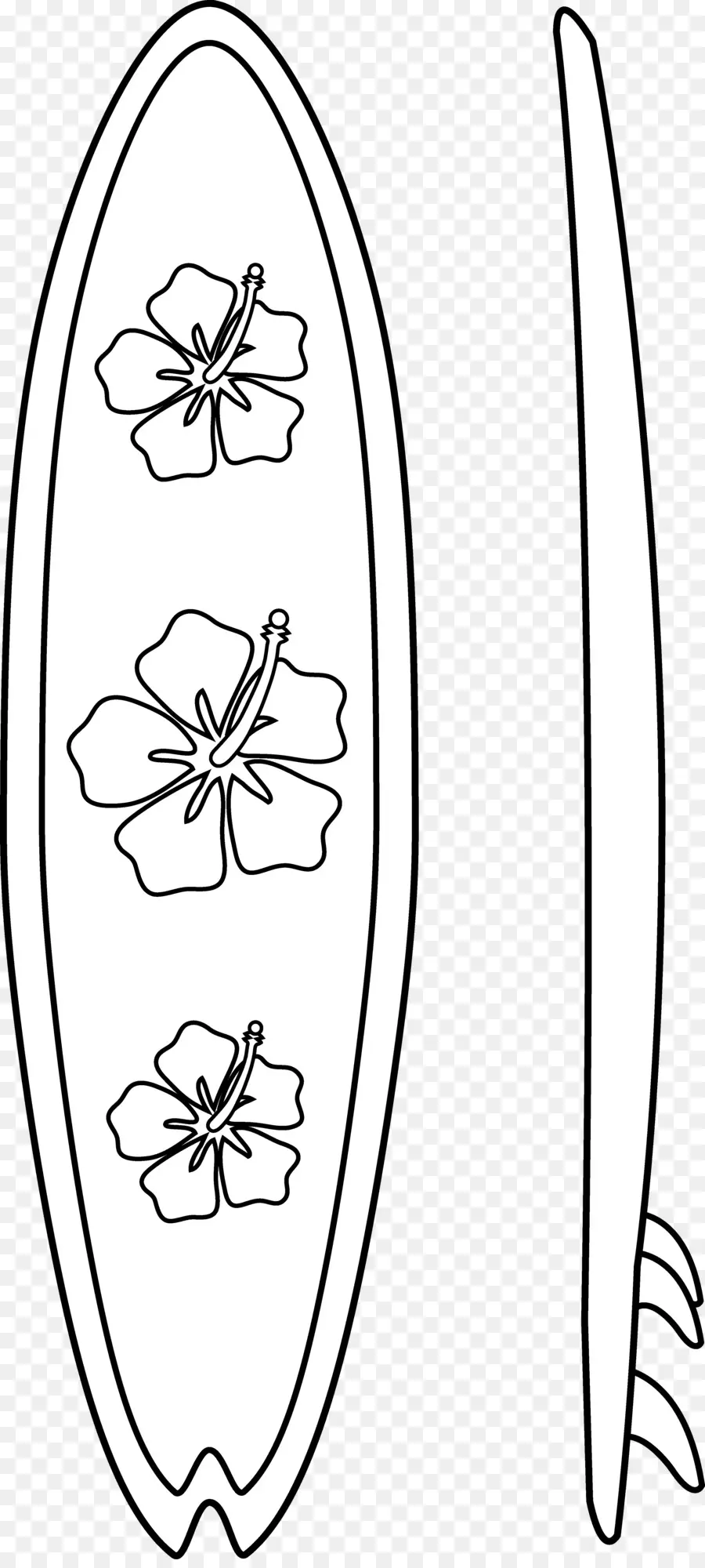 Planche De Surf Avec Des Fleurs，Planche De Surf PNG