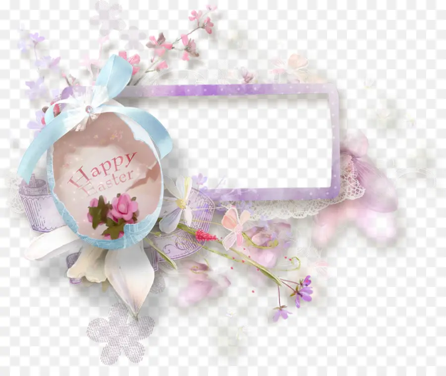 Cadre Joyeuses Pâques，Fleurs PNG