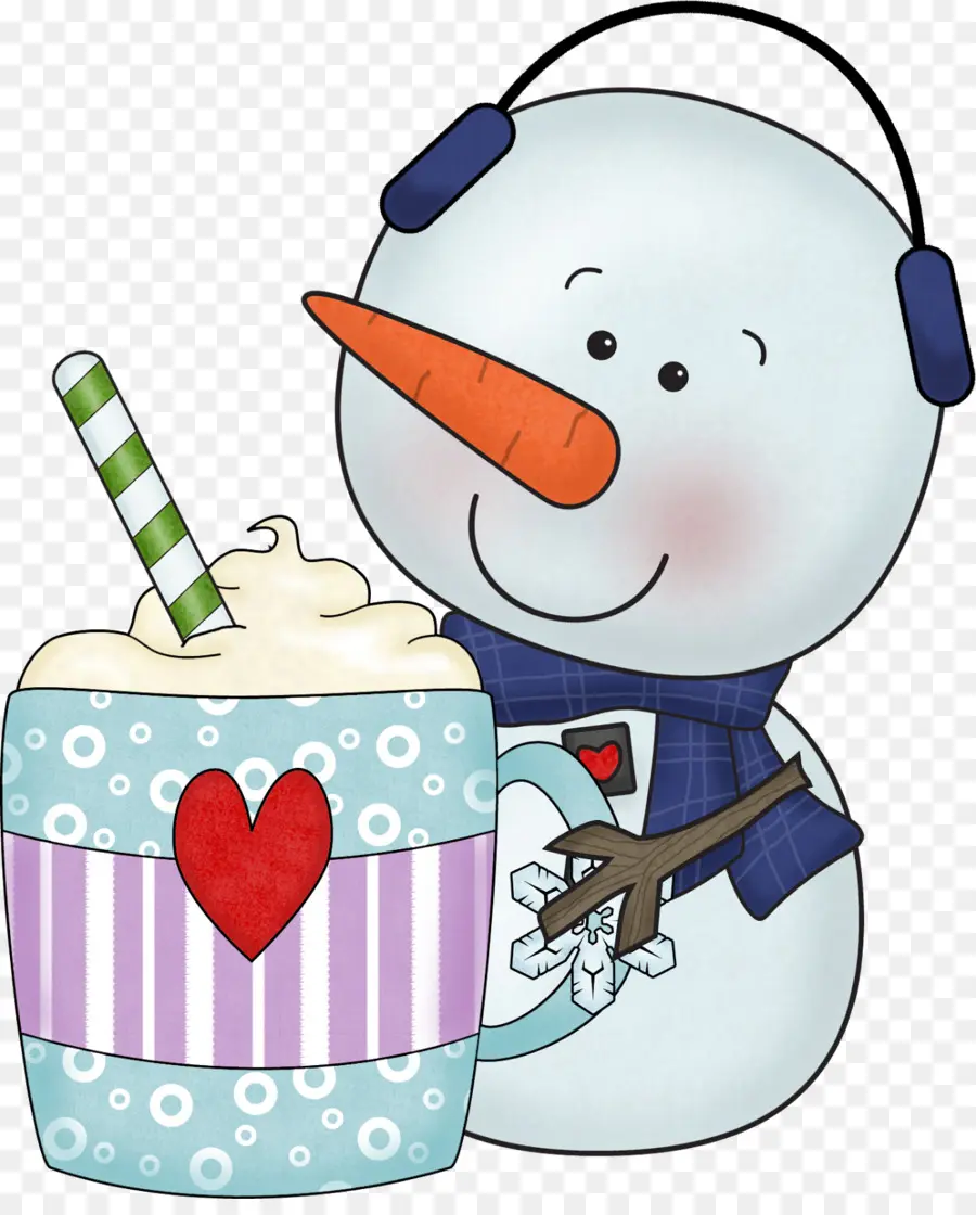 Bonhomme De Neige Avec Une Boisson Chaude，Boisson Chaude PNG