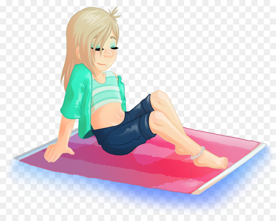 Fille De Dessin Animé Sur Le Tapis，Relaxant PNG