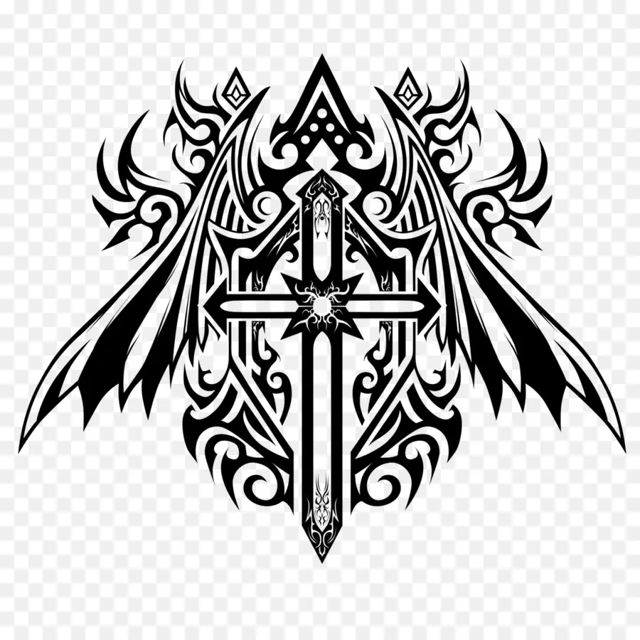 Tatouage Croix，Ailes PNG