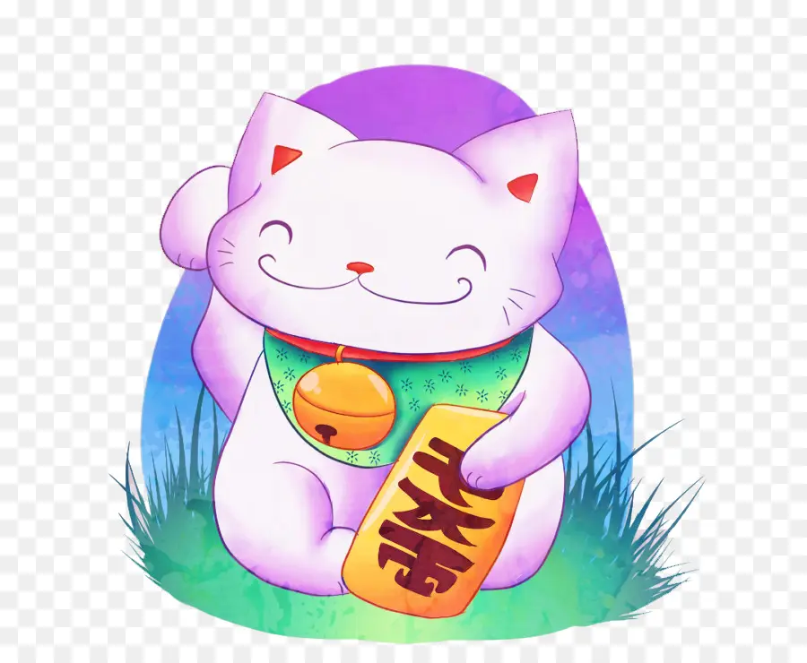 Maneki Neko Violet，Chat Porte Bonheur PNG