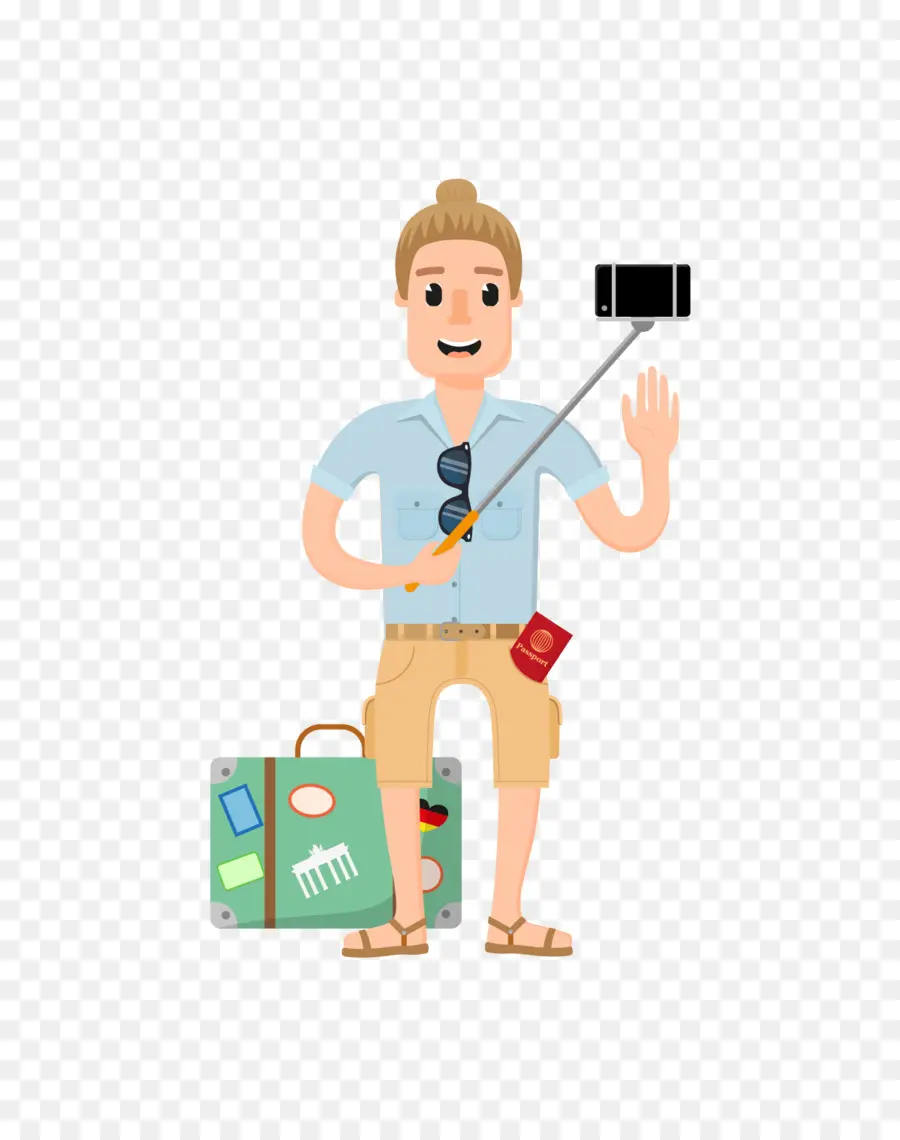 Touriste Avec Selfie Stick，Caméra PNG