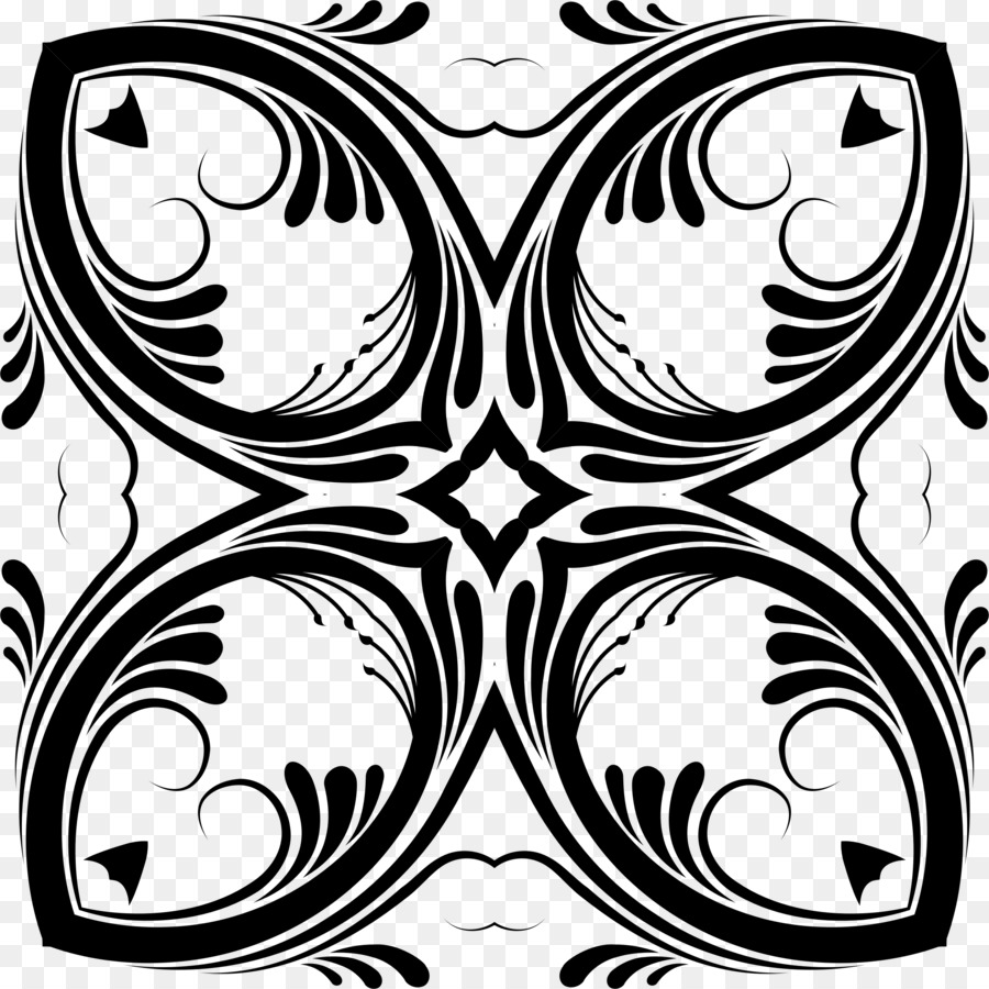 Motif Noir Et Blanc，Floral PNG