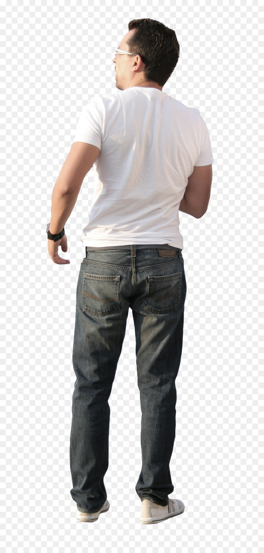 Homme En Chemise Blanche，Jeans PNG