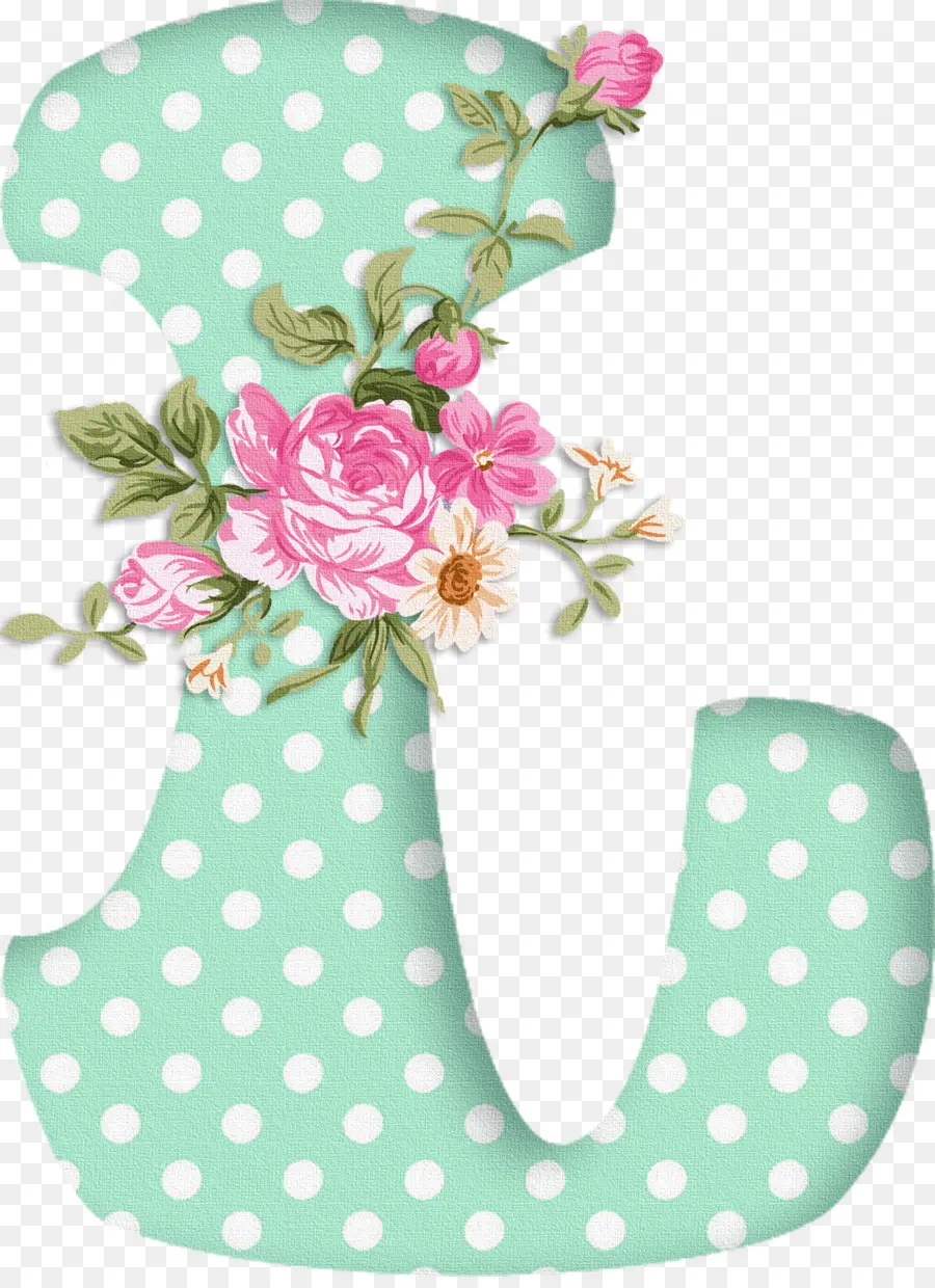 Lettre Florale E，Pois PNG