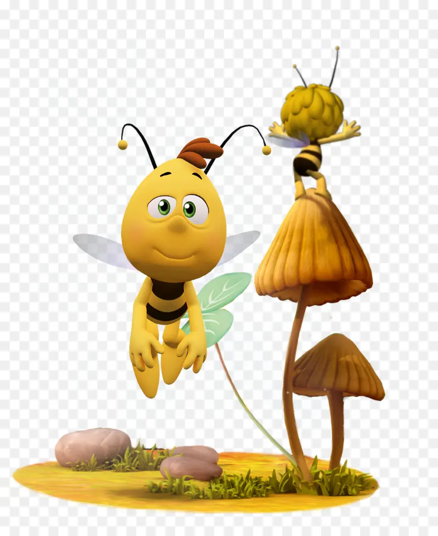 Abeille De Dessin Animé，Champignons PNG