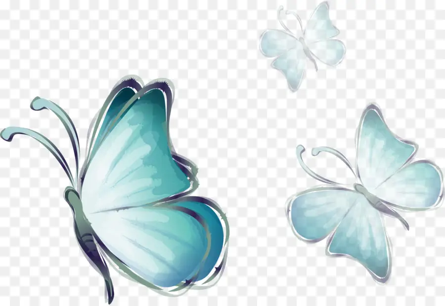 Papillons Bleus，Ailes PNG