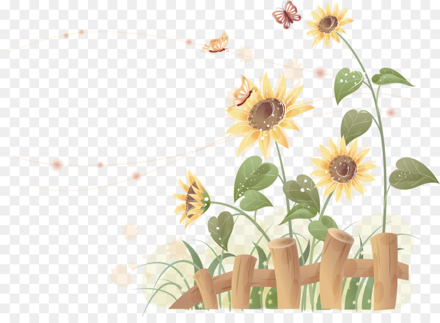 Tournesols，Papillons PNG