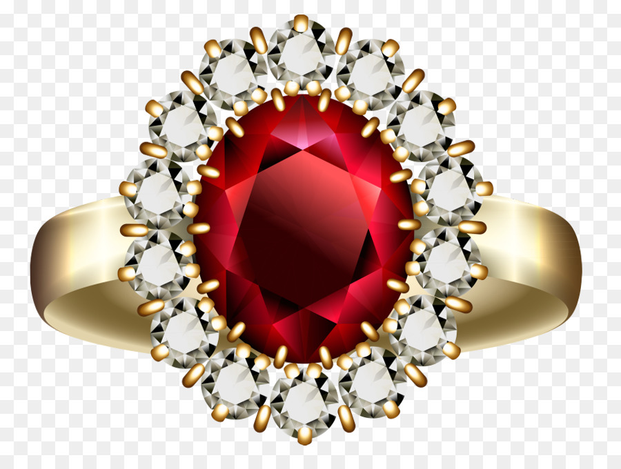 Bague Avec Pierres Précieuses Rouges，Bijoux PNG