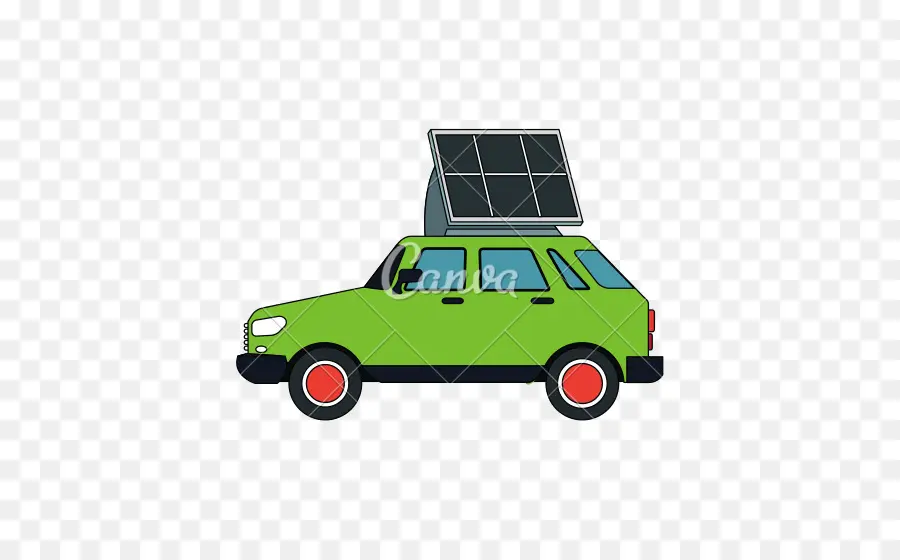 Voiture Verte，Panneau Solaire PNG