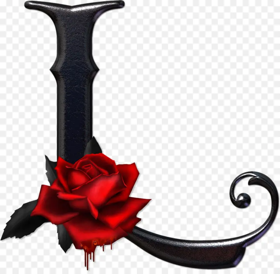 Lettre L Avec Rose，L PNG