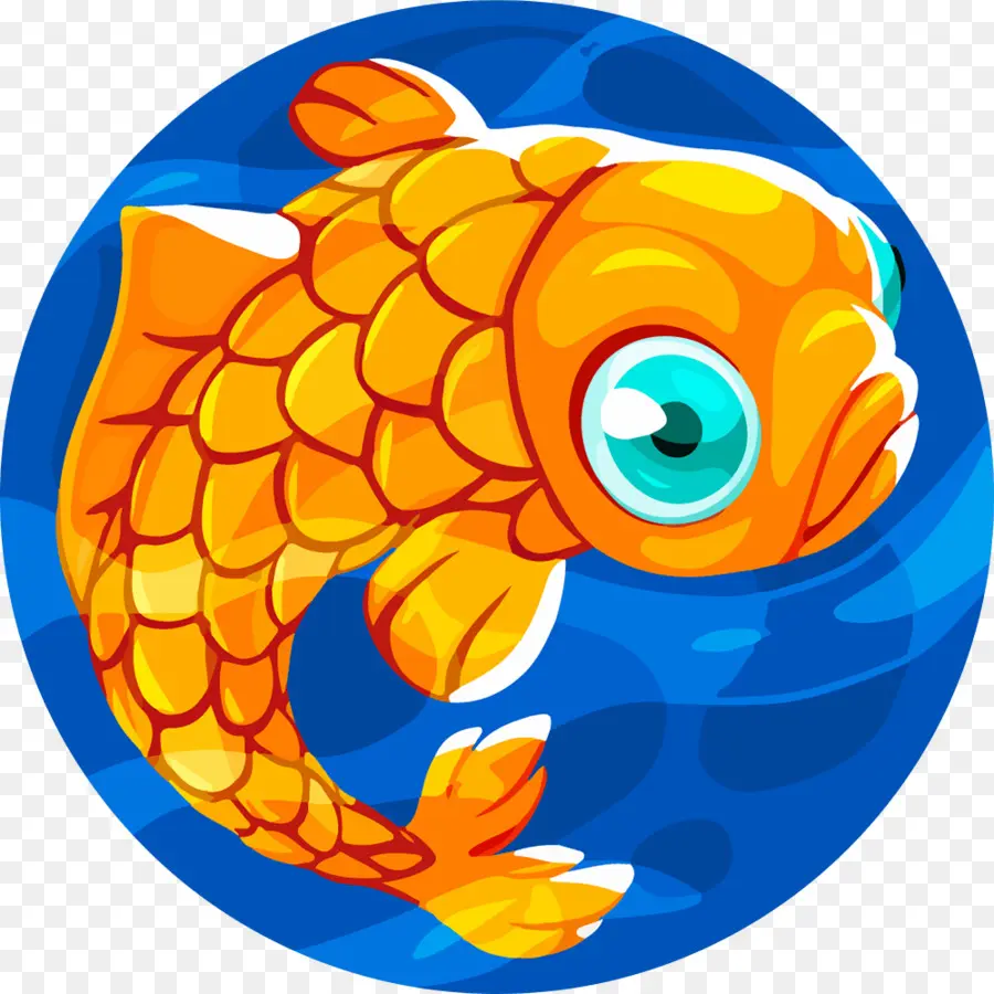 Poisson Rouge，Fond Bleu PNG