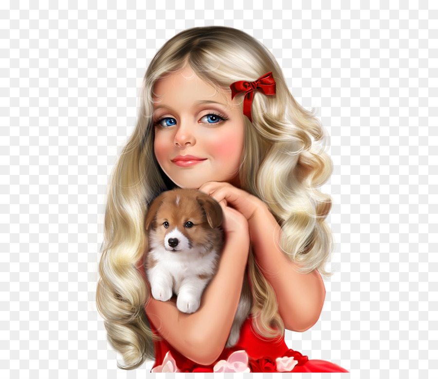 Animation，Fille Avec Chiot PNG