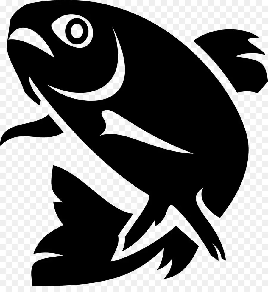 Silhouette De Poisson，Noir PNG