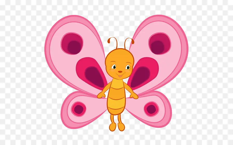 Papillon De Dessin Animé，Ailes Roses PNG