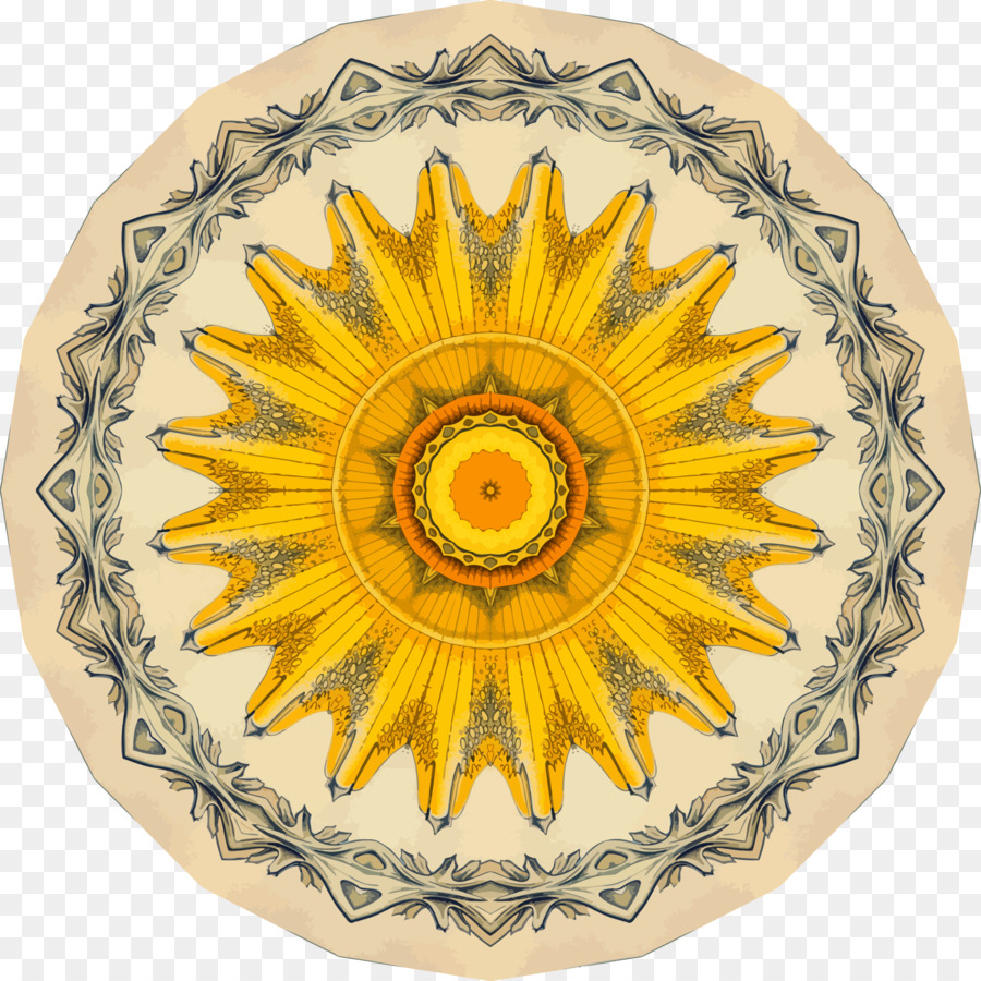 Mandala Jaune，Modèle PNG