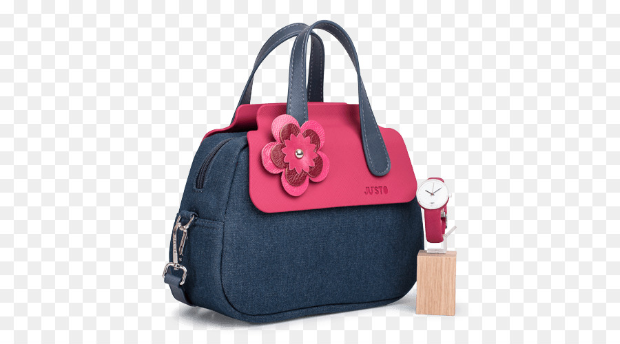 Sac à Main Bleu Et Rose，Fleur PNG