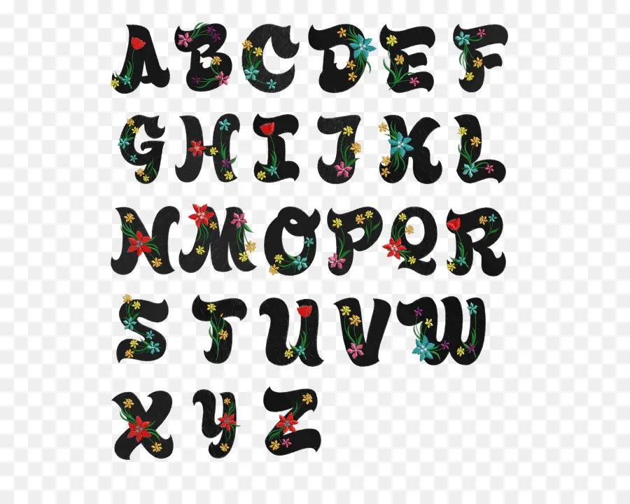 Alphabet Floral，Courrier PNG