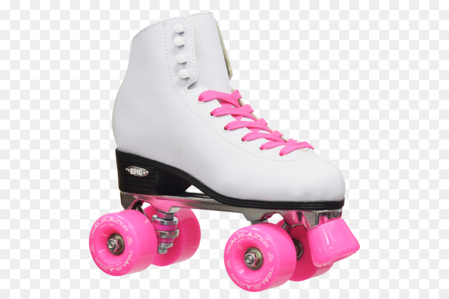 Patins à Roulettes Blancs，Lacets Roses PNG