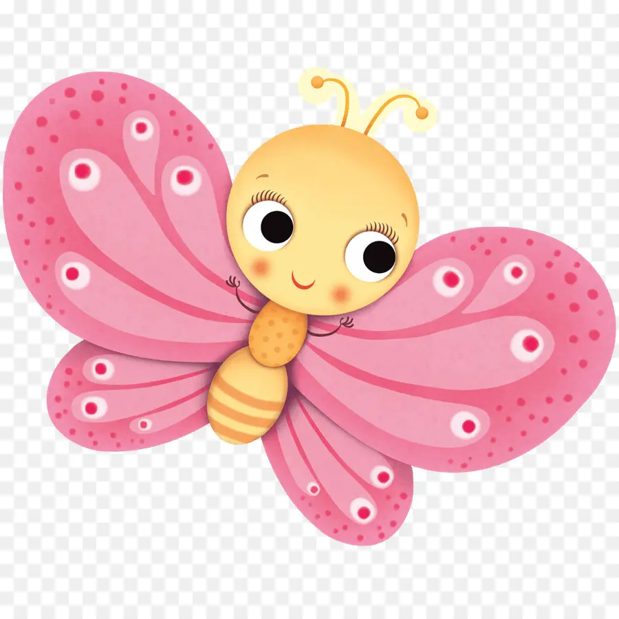 Papillon De Dessin Animé，Ailes Roses PNG