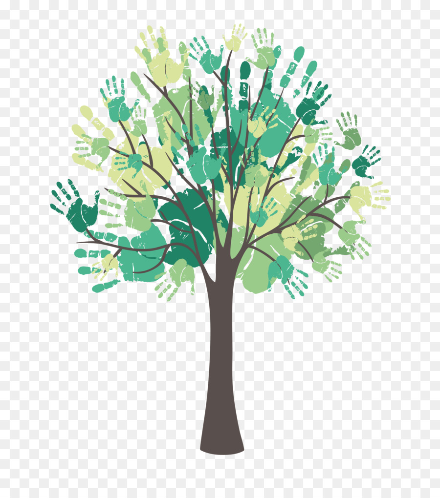 Arbre à Empreintes De Main，Coloré PNG