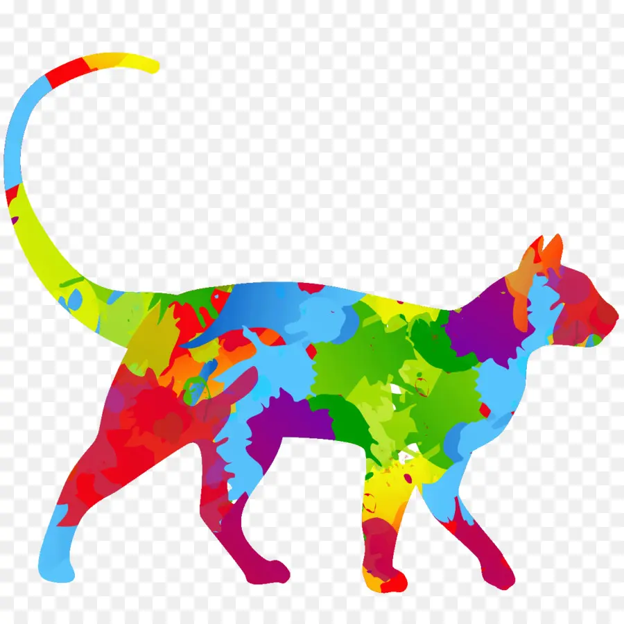 Chat Coloré，Animal De Compagnie PNG