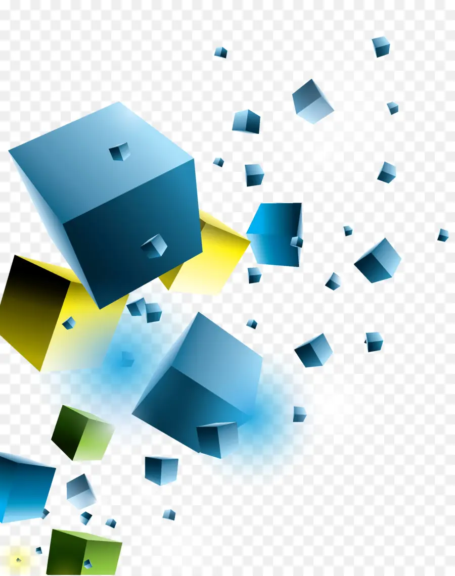 Cubes Bleus，3d PNG